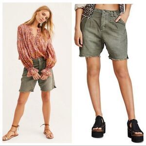 Free People We The Free Green High Rise Utility Shorts